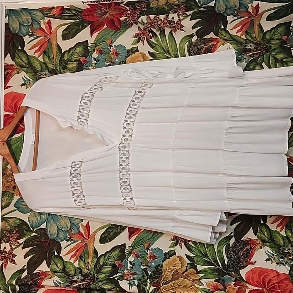 LASCANA Beach Coverup Tunic Dress/top Soft Flowing Ruffle Sleeves & Bottom 16/18